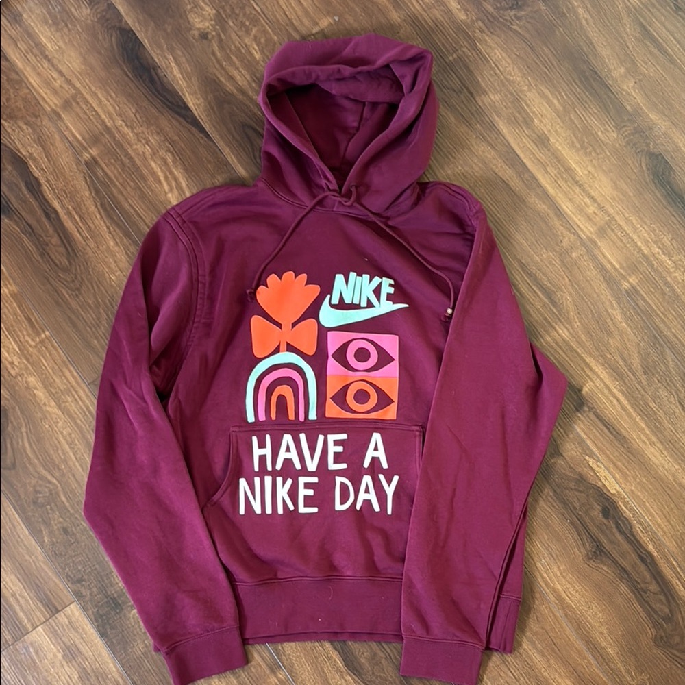 Nike Burgundy Hoodie with Graphic Design New with Tags